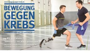 Bewegung gegen Krebs: Zwei Sportler mit Beinamputation machen Sportübungen