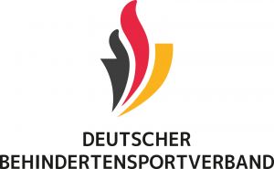 Das Logo des DBS mit Flamme in Schwarz-Rot-Gold, darunter der Schriftzug "Deutscher Behindertensportverband"