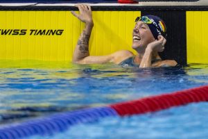 Verena Schott freut sich nach ihrem Rennen