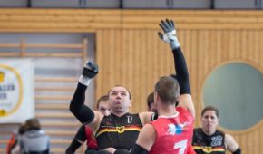 Spielszene aus dem Rollstuhlrugby