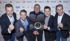 4x100m Staffel mit Trainer Karl- Heinz Düe