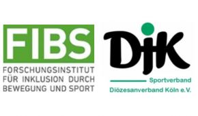 Logos vom Forschungsinstitut für Inklusion durch Sport und Bewegung (FIBS) und vom DJK Sportverband Köln e.V.