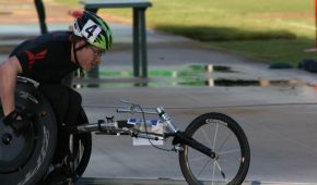 Rennrollstuhlfahrer David Scherer beim Grand Prix in Grosseto