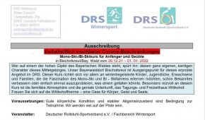 Ausschreibung DRS Mono-/Bi-Skikurs Silvester Witikohof 26.12.-01.01.2022
