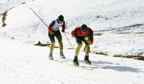 Vivian Hösch mit ihrem Guide Florian Schillinger beim Langlauf