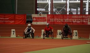 60-Meter-Start der Rollstuhlfahrer bei den HDM in Erfurt
