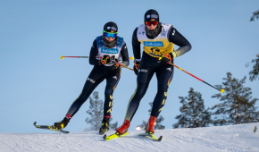 Linn Kazmaier mit ihrem Guide bei der Para Ski Weltmeisterschaft