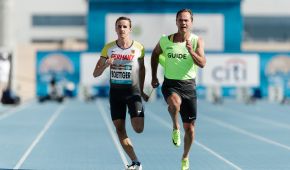 Marcel Böttger mit Guide beim 100m Sprint