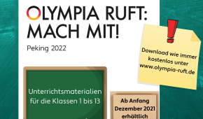 Flyer der Deutschen Olympischen Akademie zur Ankündigung, dass ab Anfang Dezember Unterrichtsmaterial für Peking erhältlich ist