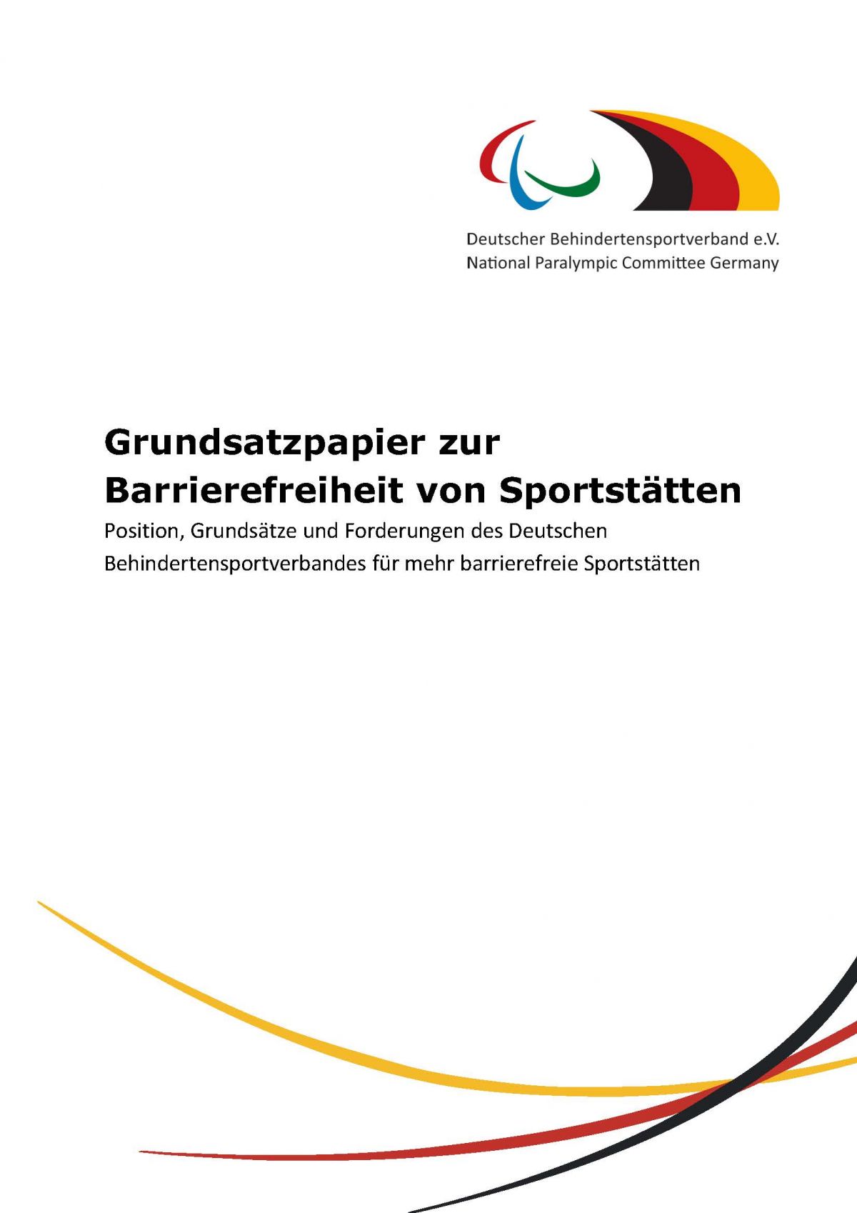 Titelseite: Grundsatzpapier des DBS zu barrierefreien Sportstätten