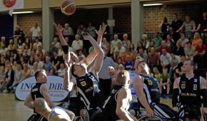Duell in Wulfen gegen Israel, v.l.: Björn Lohmann (#4), Aliaksandr Halouski (#12), Jan Haller (#13), Sebastian Magenheim (#9), André Bienek (#8).