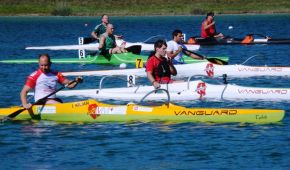 Start der Startklasse Vl2 bei den Deutschen Meisterschaften im Parakanu 2015