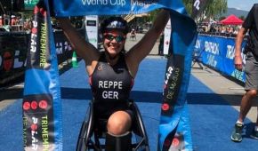Christiane Reppe nach ihrem Sieg beim Worldup in Magog
