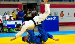 Lennart Sass im Kampf beim Para Judo Grand Prix in Heidelberg